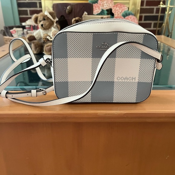 New condition Coach cream and grey buffalo check crossbody - Picture 5 of 6